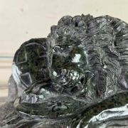 Green serpentine marble sculpture, the Lion of Lucerne after Bertel Thorvaldsen around 1880.