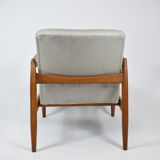 Fauteuil vintage GFM-64 de E.Homa, années 60, velours argenté gris