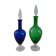 Duo of royal blue and green polished glass decanters 60s-70s
