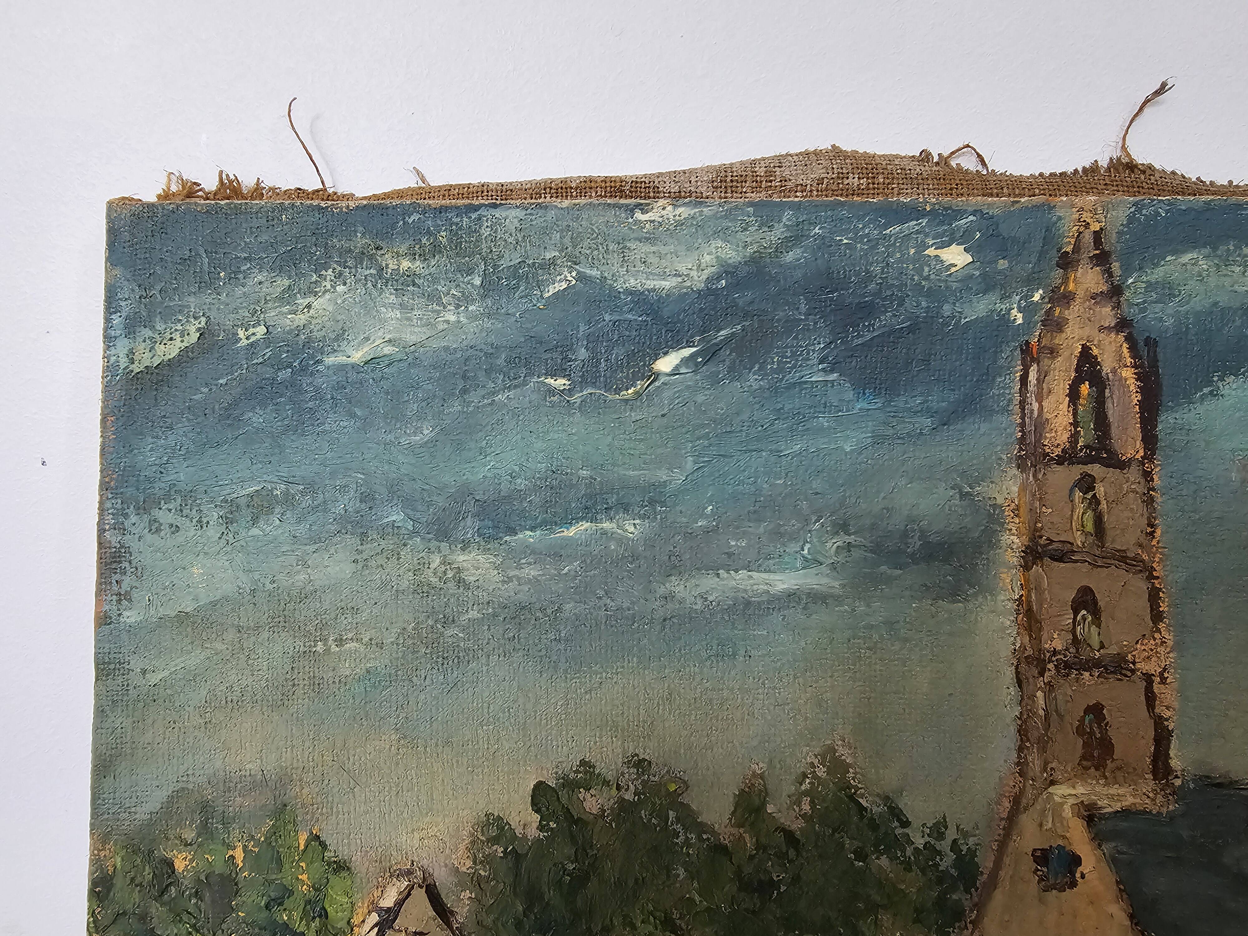 Painting - Oil on canvas Breton Village Signed Louis Hayaux (1897 - 1982)