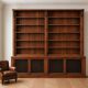Imposing two-body buffet/library in solid oak and walnut from the Napoleonic III period.