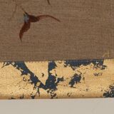 Canvas painted with a peacock design on a branch, contemporary work.