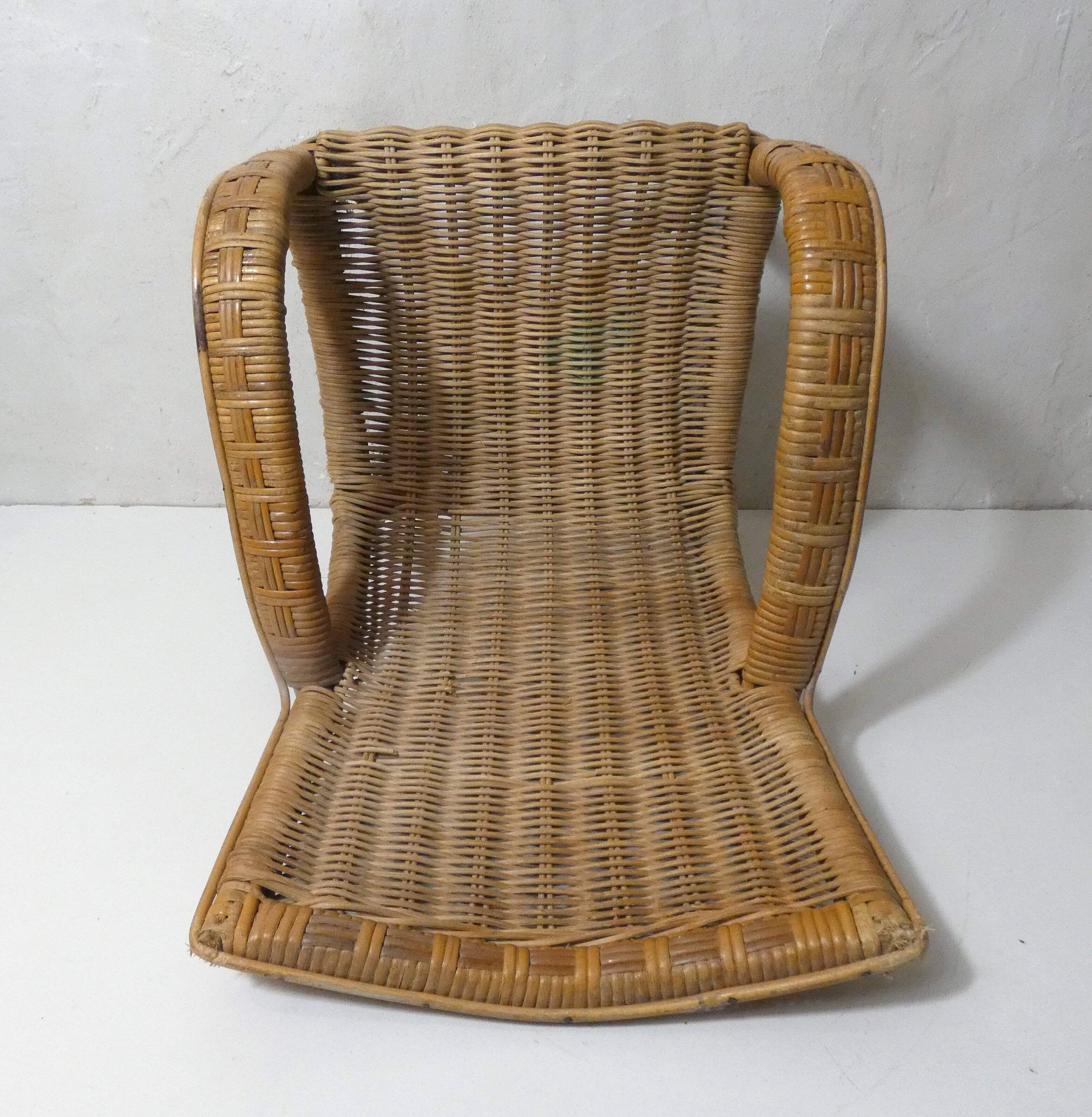 old rattan armchair for children