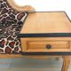 1970s armchair telephone cabinet - leopard giraffe fabric
