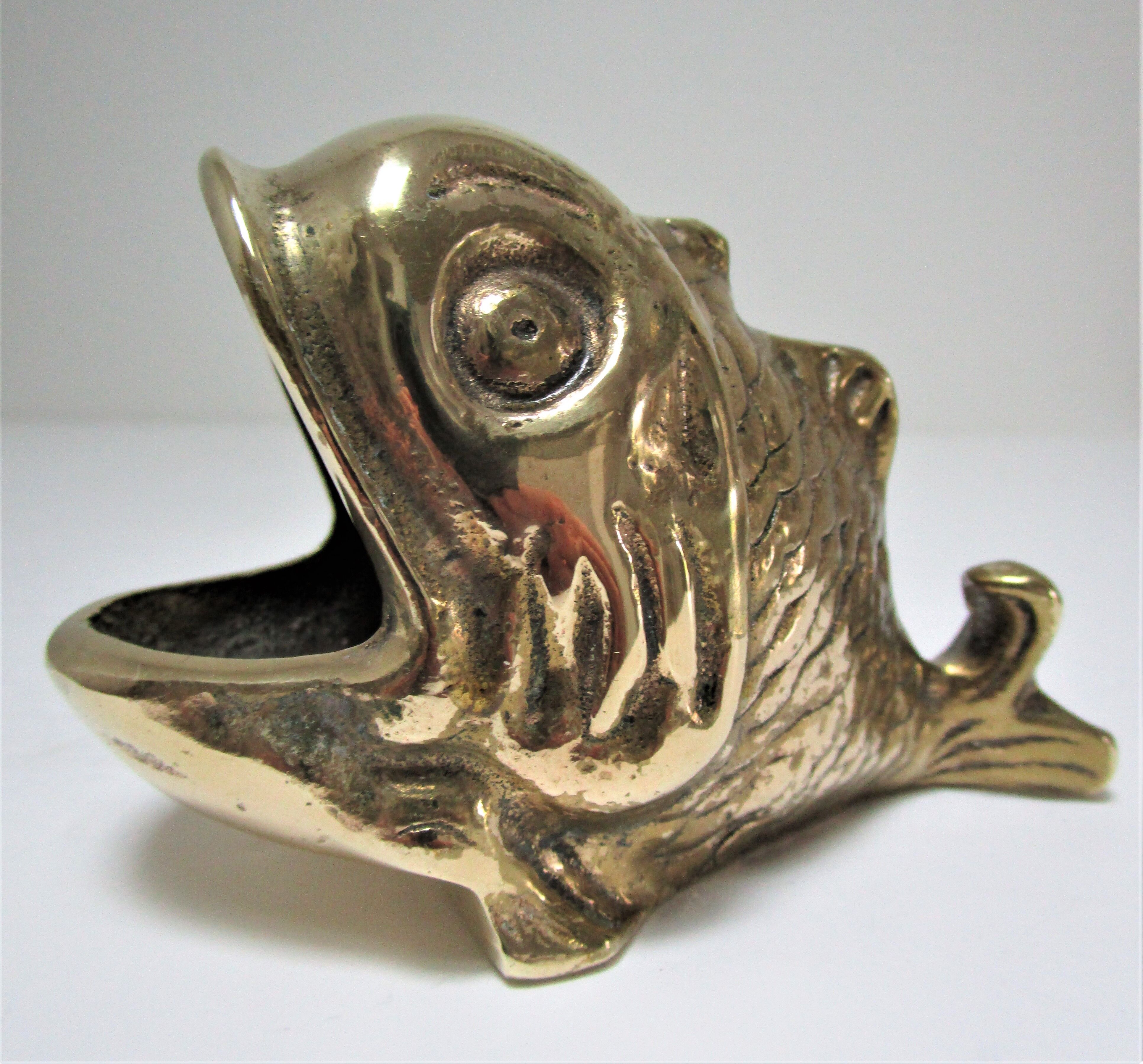 Zoomorphic ashtray golden bronze fish Vintage Peerage