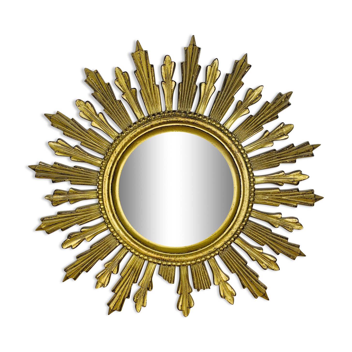 Miroir soleil doré italien années 60 résine