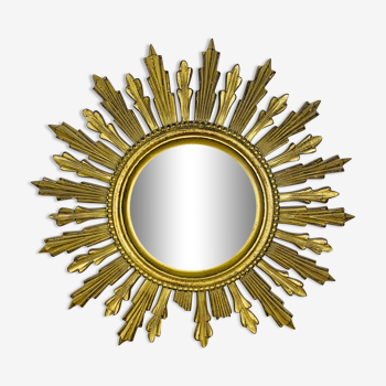 Miroir soleil doré italien années 60 résine