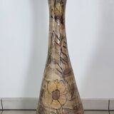 Large La Roue Vallauris ceramic vase, French, beige flower decor, 1975