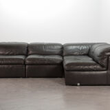 Durlet 'Jeep' Modular Sofa in Anthracite Grey Leather, Belgium 1970s