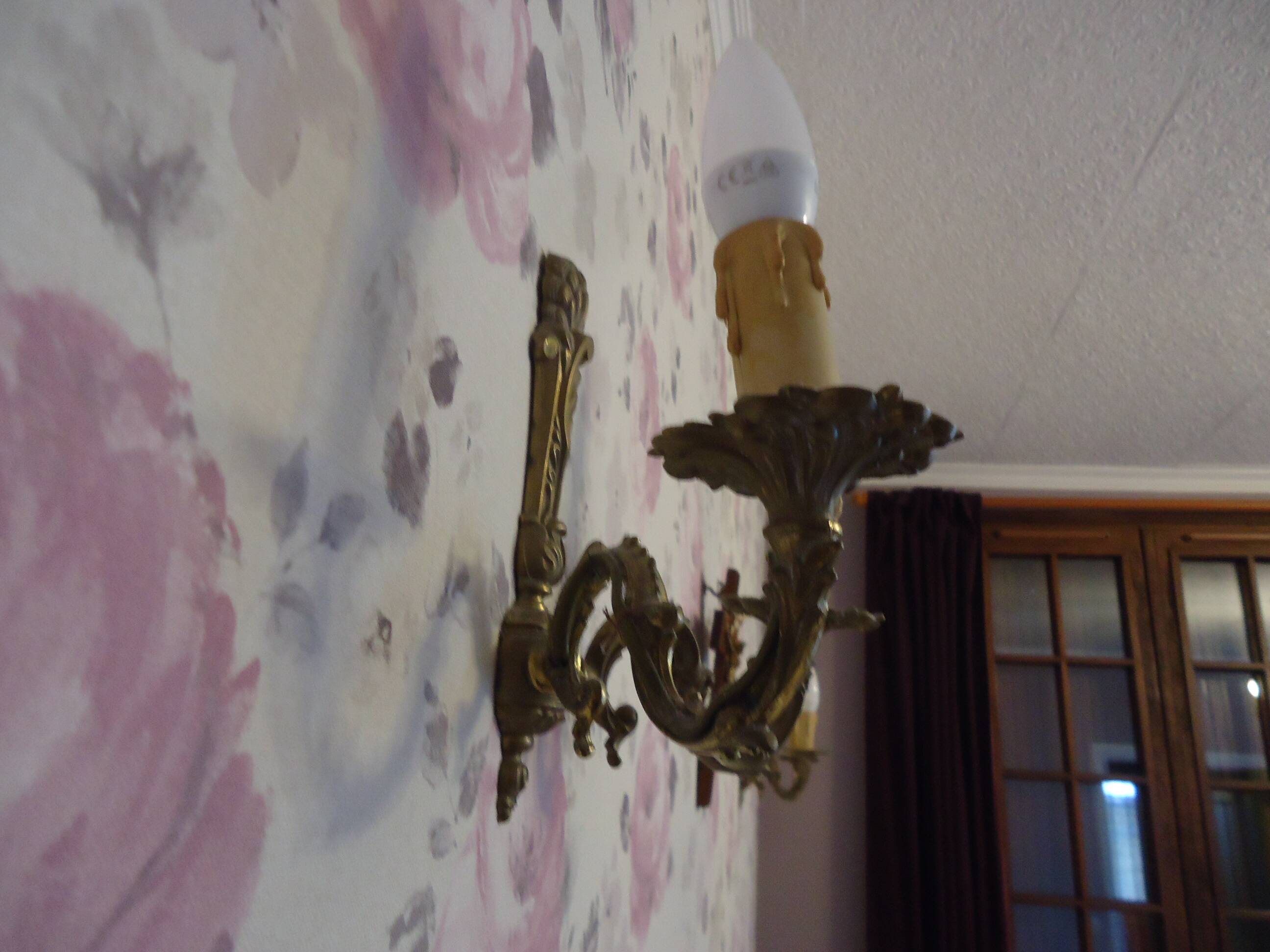 Lustre 5 braches + 2 appliques bronze