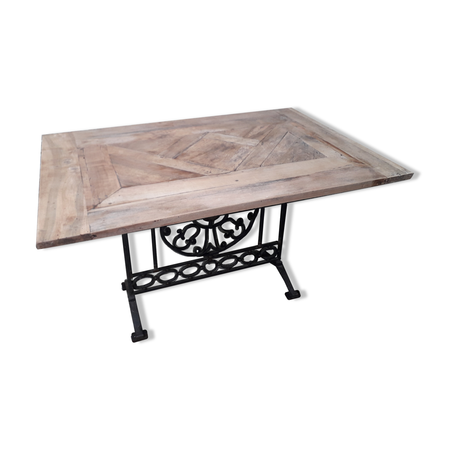 Table à manger bois et fer forgé