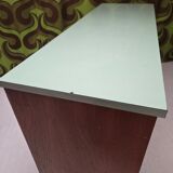 Meuble rideau rangement chêne 1960