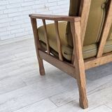 1970s, Danish 3-seater sofa, furniture wool, solid oak wood.