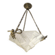 Art Deco Chandelier/Ceiling Light/Cast Glass Pyramid Shape & Angelo Frame