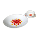 Hollow round plate duo and gravy boat in Winterling porcelain, 1970.