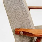 Beige mixed vintage armchair from the 1970s.