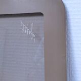 Coffee table glass smoked metal gilded Italian design 80s stamped