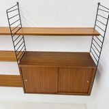 Mid-Century Nisse Strinning string design teak wall unit , 1960s