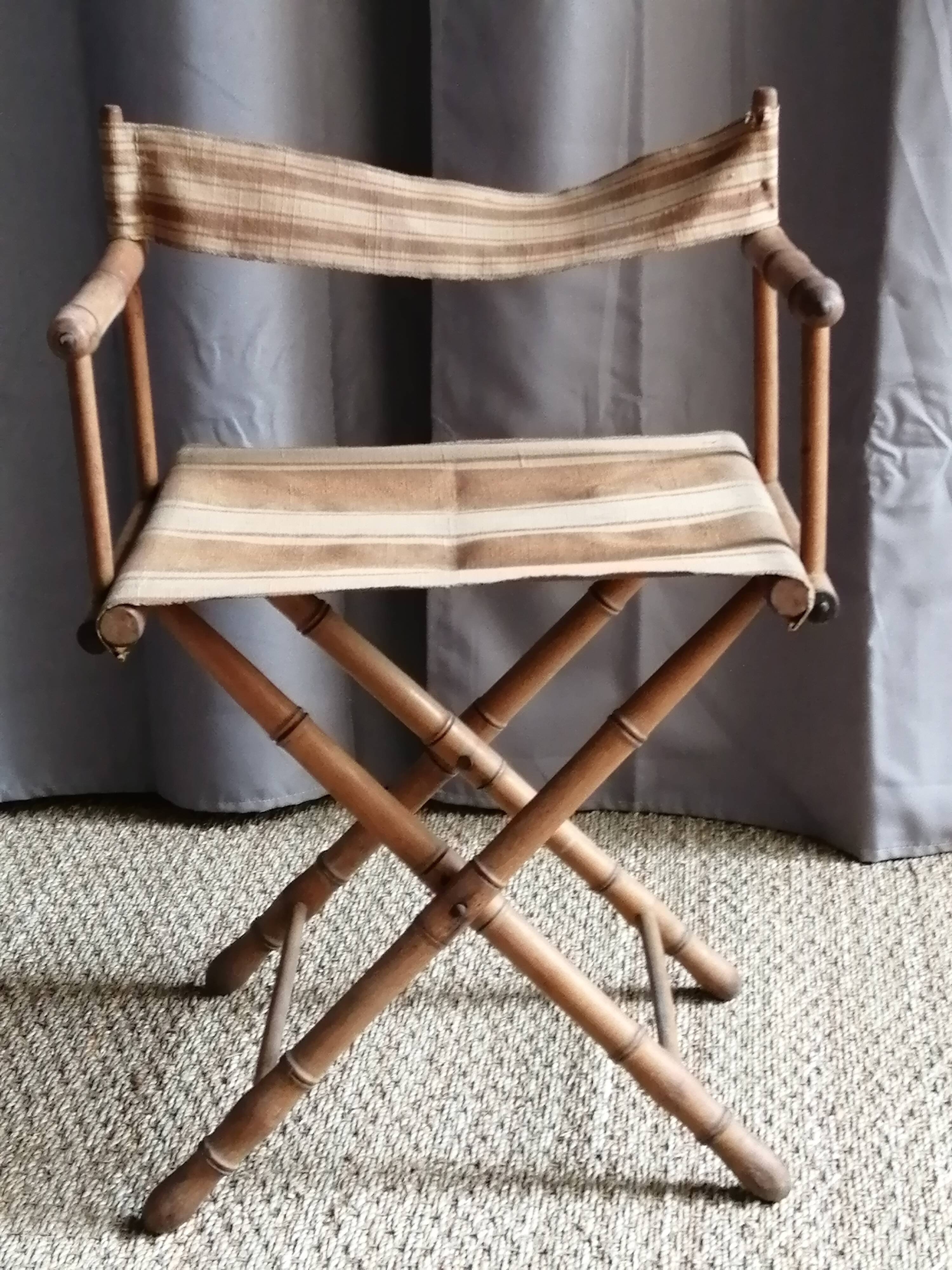 Fauteuil vintage pliant en rotin