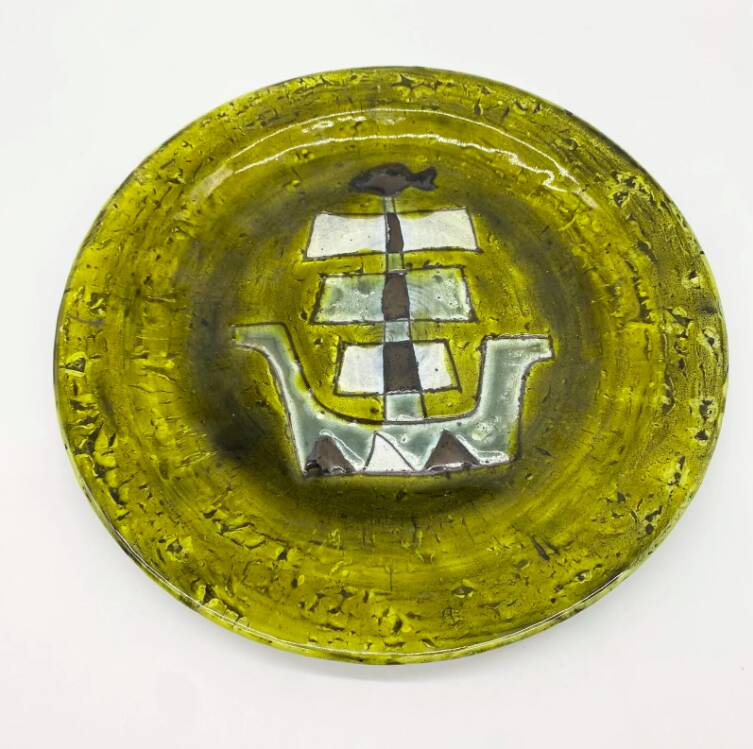 Ceramic plate "Ship", 1950s
