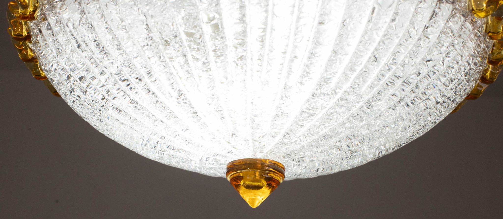 Set of 2 Italian Yellow Large Size Murano Glass Ceiling Fixture, Murano, 19