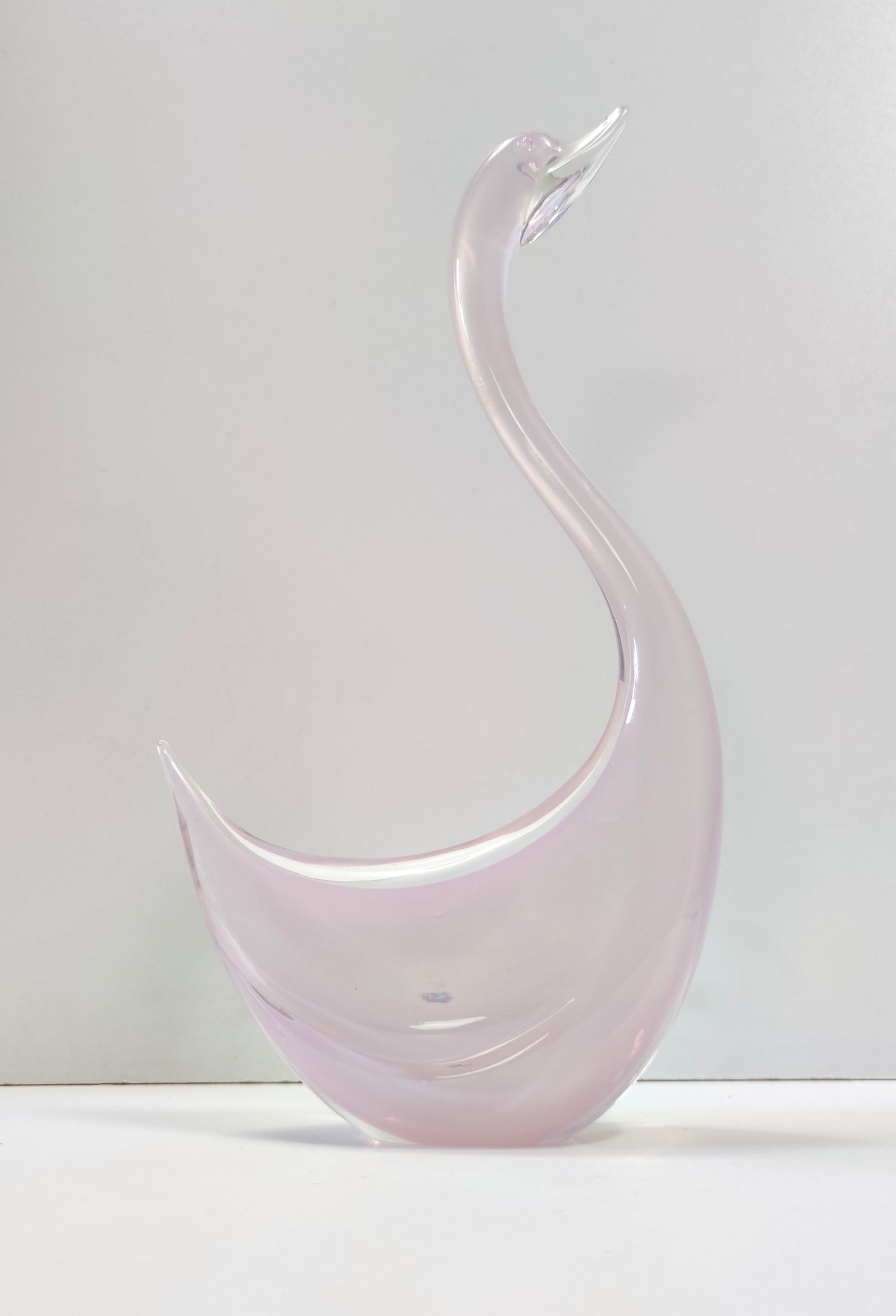 Pink Sommerso Murano glass swan by Elio Raffaeli, Italy