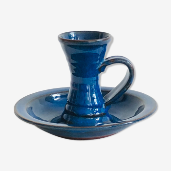 Enamelled stoneware candle holder