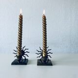 Pair of sun candle holders