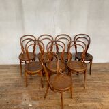 Set of 8 chairs in curved wood Art Nouveau, by Fischel Kohn
