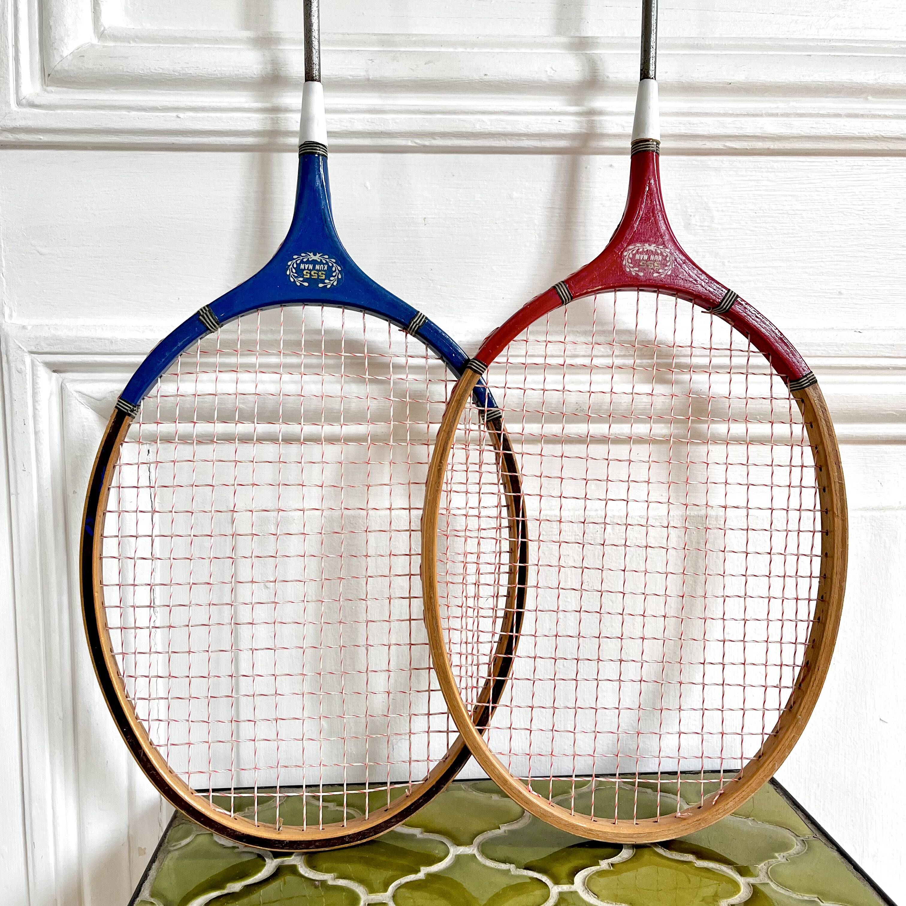 Vintage wooden badminton rackets