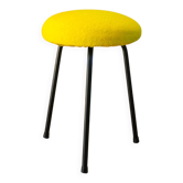 Black iron tripod stool with boiled wool, yellow, 1960.
