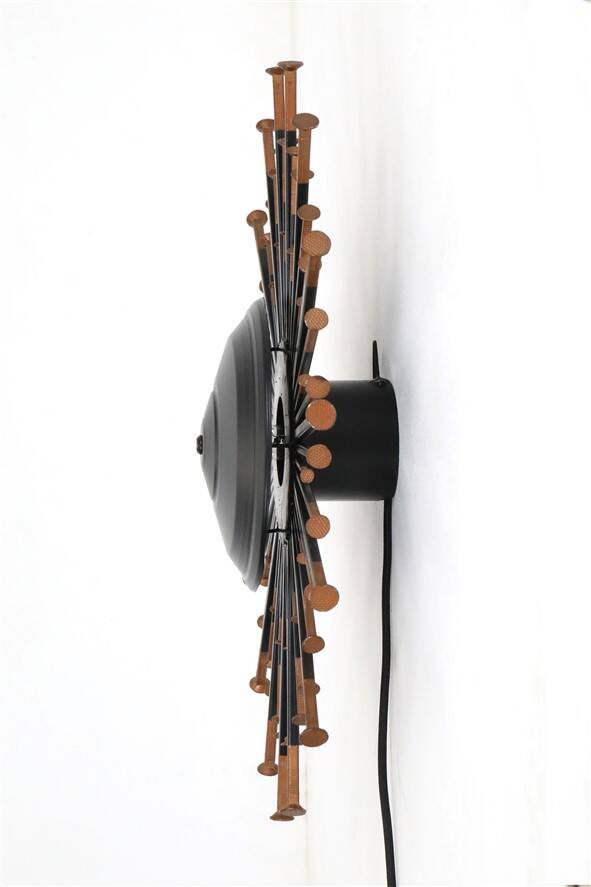 Rare large Dantoft “Sunburst” wall lamp / black / copper / mid-century design / 1960s