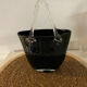Basket Vase "Handbag" in Blown Glass – Black & Transparent