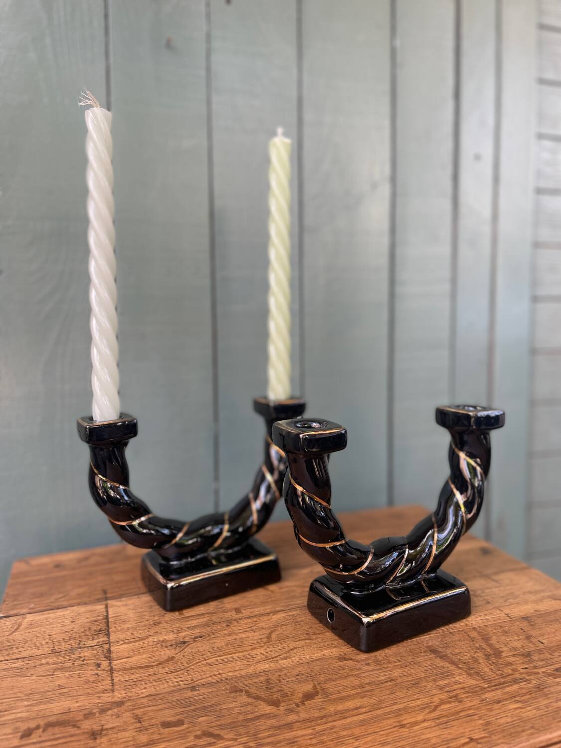 Ceramic twisted candle holder