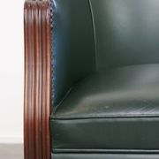 Green Cowhide Leather and Wooden Side/Dining/Desk Chair in English Style