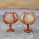 Pair of Scandinavian vintage wood and wire bedside lamps