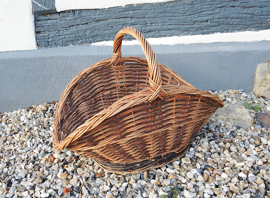 Old Wicker Log Basket / Rattan