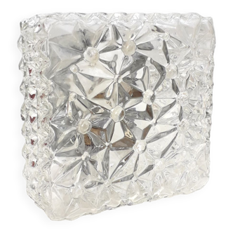 Vintage ceiling lamp / wall lamp - Pressed molded glass - square - 1970-80