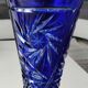Bohemian cut crystal vase. Notched neck. Sophisticated stars, 26 cm