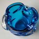 Empty pocket/Corolla shaped ashtray, in Murano style blown art glass, turquoise blue