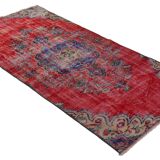 Turkish Anatolian Handmade Vintage Area Rug 246 cm x 130 cm