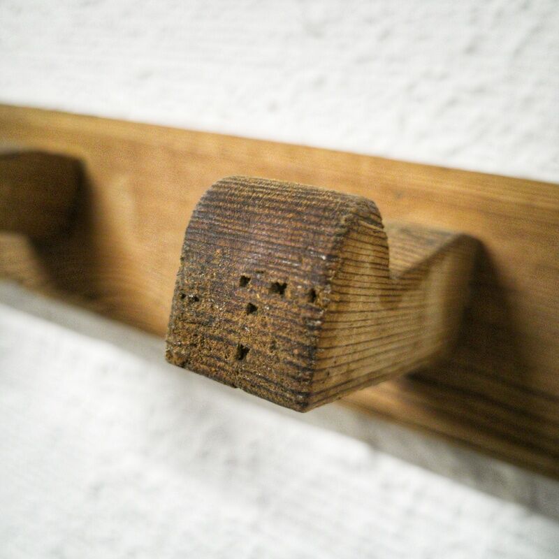 Brutalist wall coat rack with 8 hooks