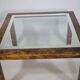 Table basse design Aldo Tura, en verre, cuir de chèvre et parchemin – Table d'appoint 1978
