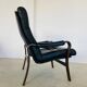 Vintage mid-century Scandinavian black leather lounge chair 1970s