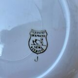 Plates for 14 people Céranord Saint Amand green and golden including hollows and plates