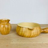 Pitcher and pan Grandjean Jourdan Vallauris, ceramic wood effect