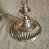 Candle holder in silver bronze, Louis XVI style, mounted in lamp