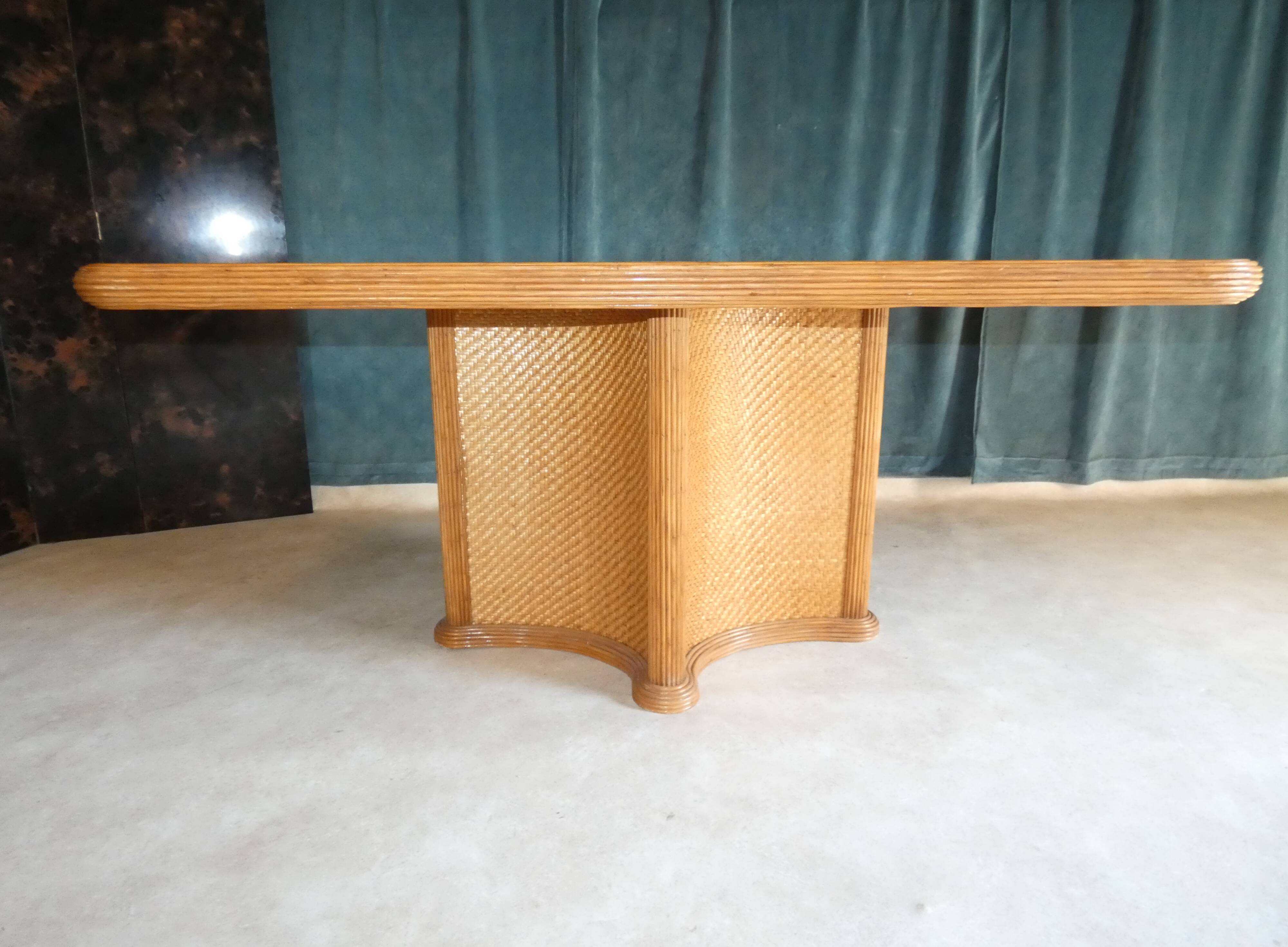 Dinner table in rattan cane