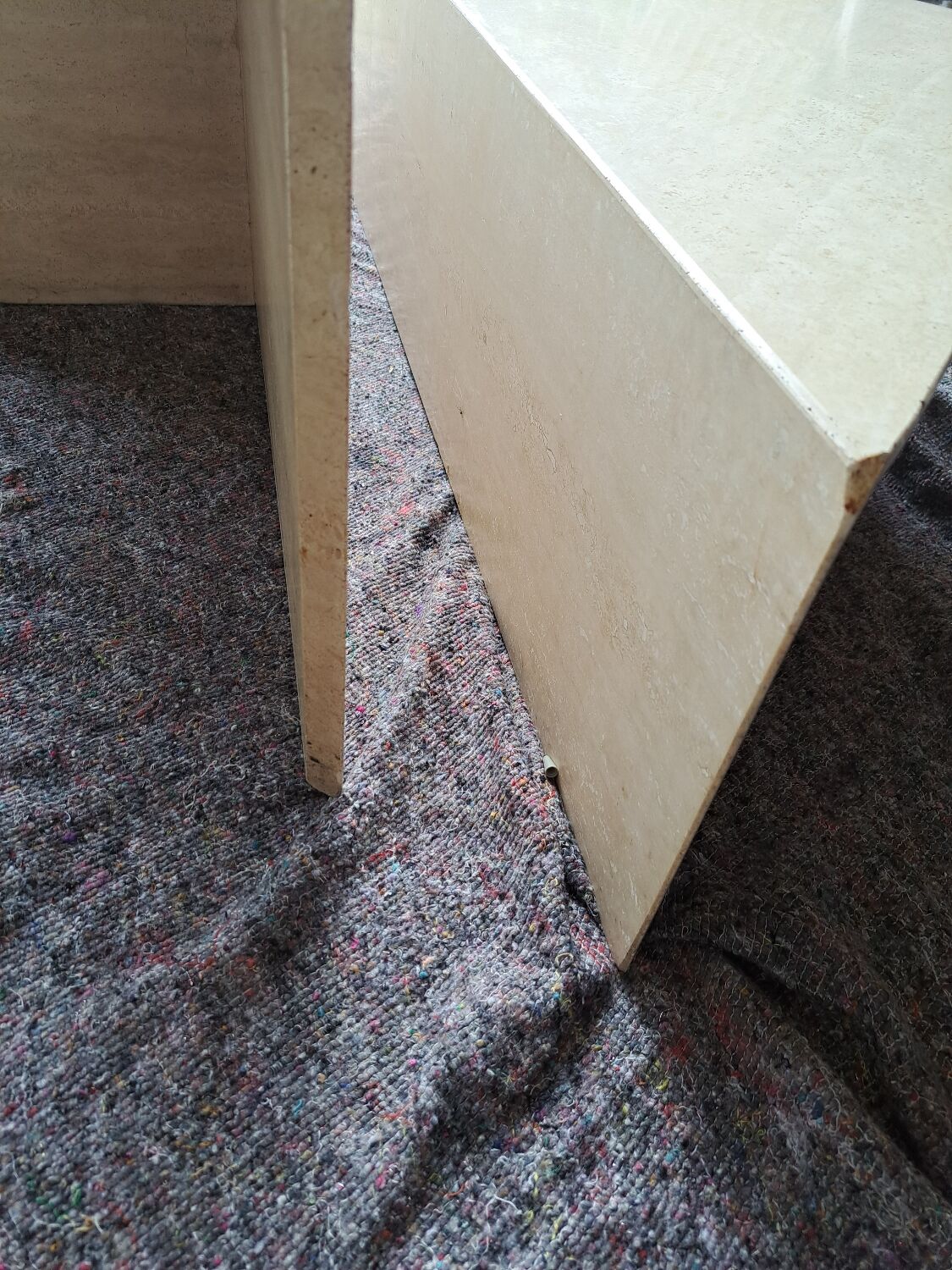 Travertine coffee table.