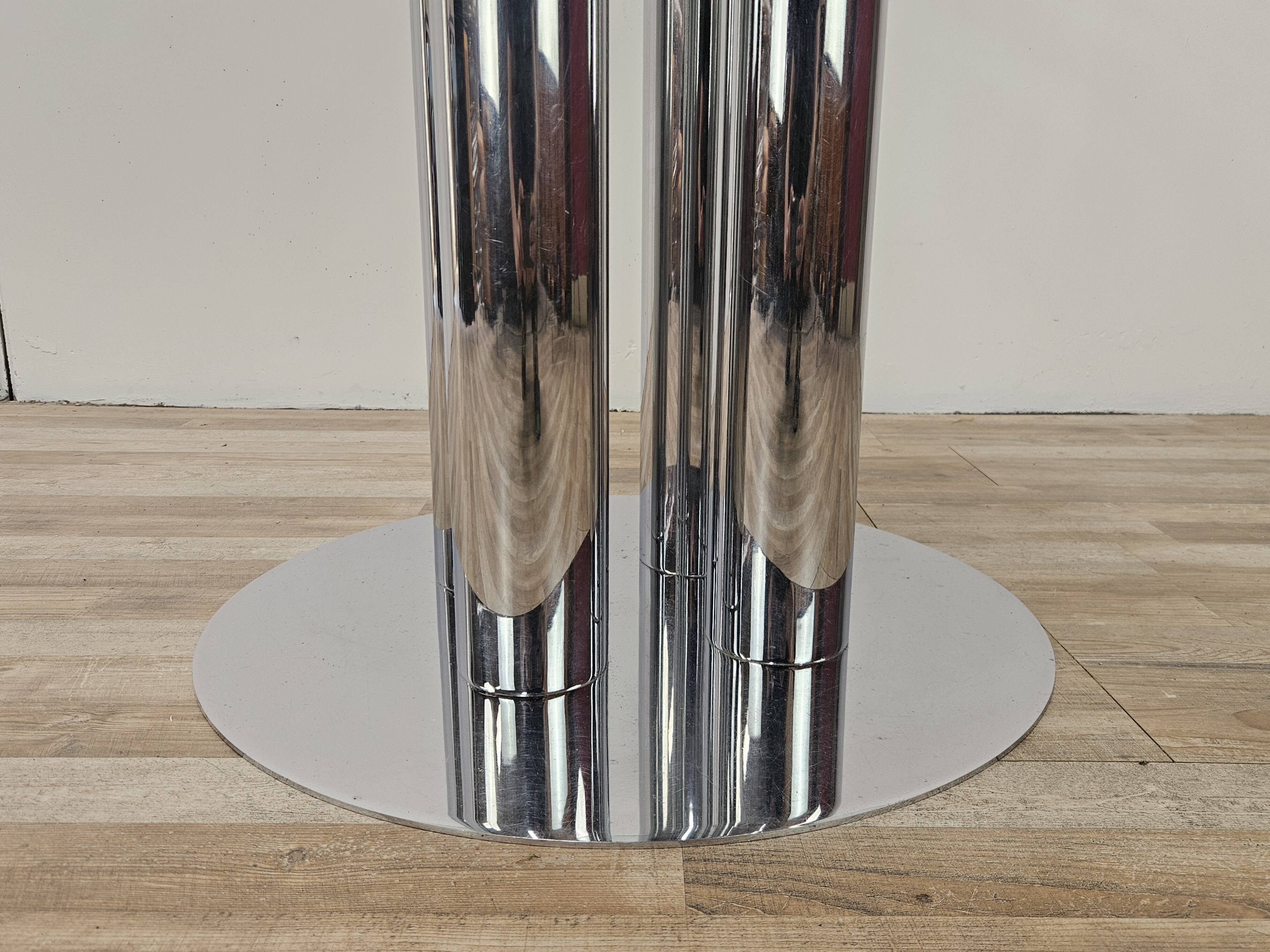 Vintage 70's metal table with round glass top